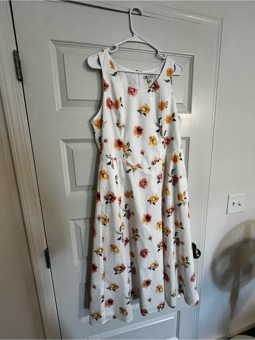 Cato White Maxi Dress with Yellow & Pink Floral Print